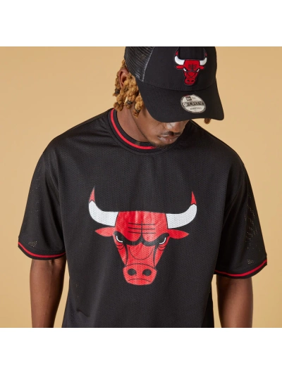 chicago bulls nba logo oversized black mesh t shirt 13083910 bottom