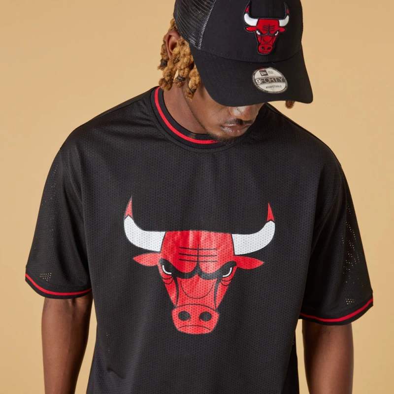 chicago bulls nba logo oversized black mesh t shirt 13083910 bottom