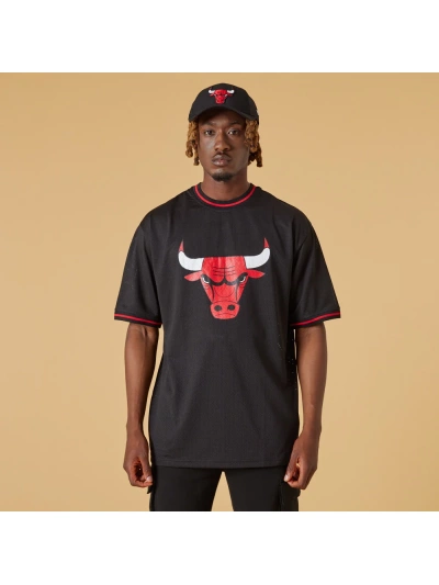 chicago bulls nba logo oversized black mesh t shirt 13083910 center