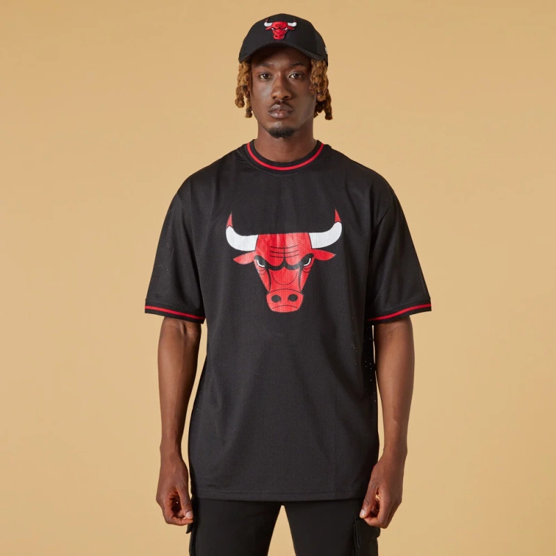 chicago bulls nba logo oversized black mesh t shirt 13083910 center