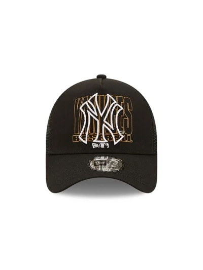 new york yankees logo black a frame trucker cap 60240544 center 2