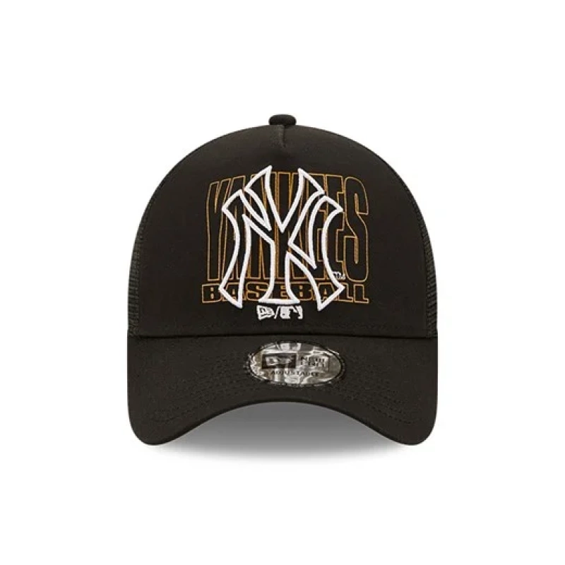 new york yankees logo black a frame trucker cap 60240544 center 2