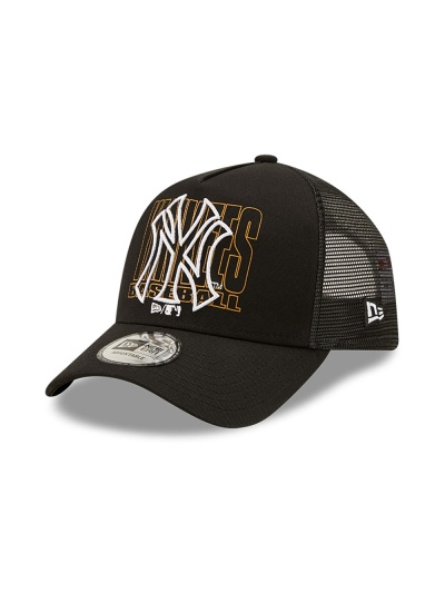 new york yankees logo black a frame trucker cap 60240544 left