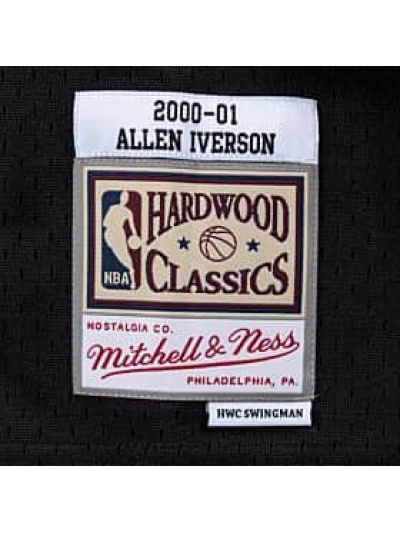 Shop Mitchell & Ness Philadelphia 76ers Allen Iverson Road Swingman Jersey  SMJYGS18201-P76BLCK00AIV black