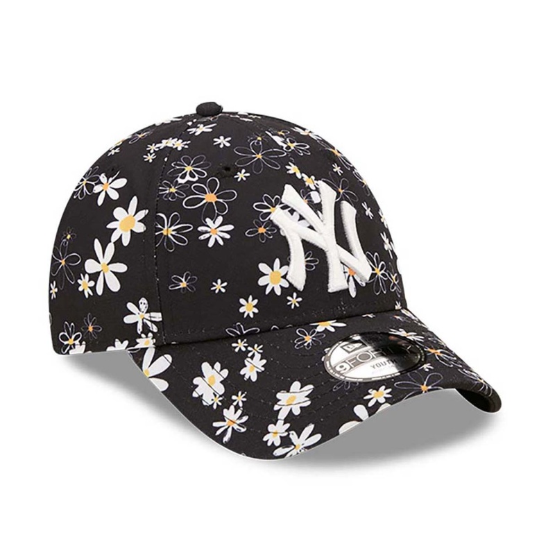 new york yankees youth all over print daisy black 9forty adjustable cap 60357962 back