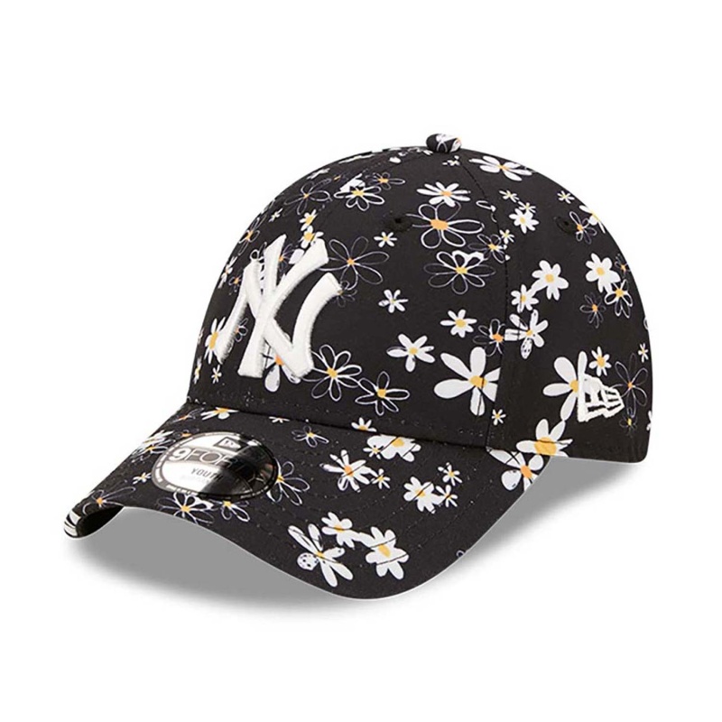 new york yankees youth all over print daisy black 9forty adjustable cap 60357962 left
