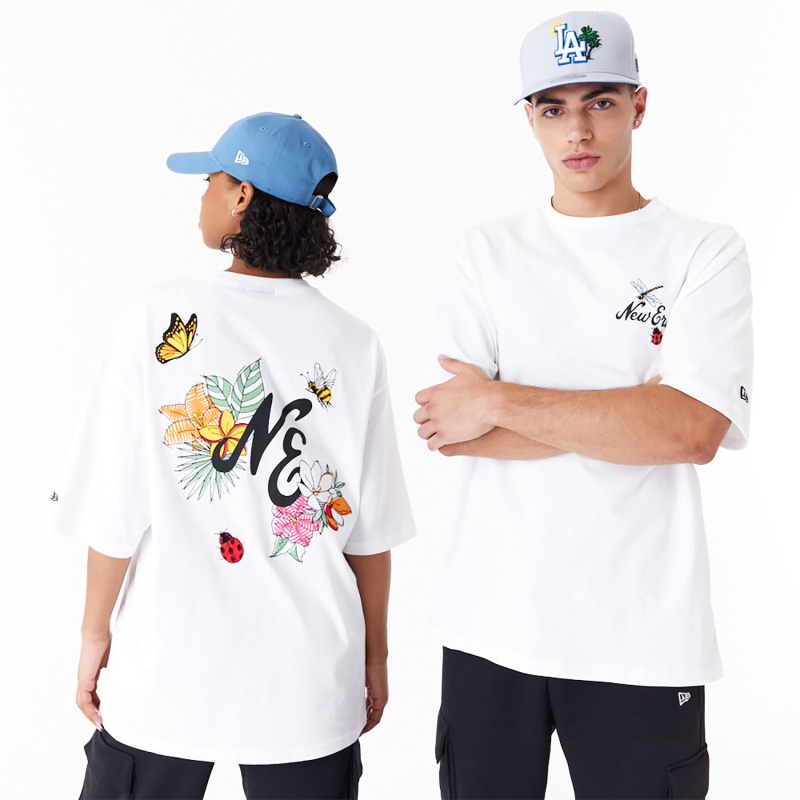 new era floral graphic white oversized t shirt 60502640 7