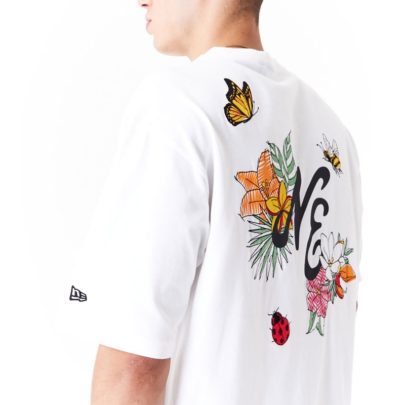 new era floral graphic white oversized t shirt 60502640 back